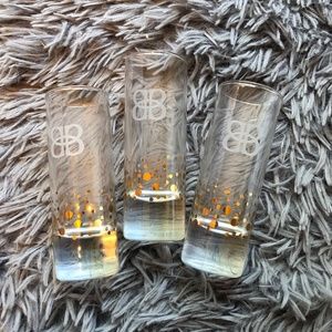 Baileys Set of 3 Tall Shot Glasses Gold Dots